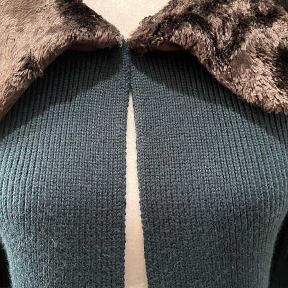 NEW Nine West Vintage Wool Faux Fur Ribbed Swing Cardigan Sweater Jacket S NWOT - Picture 7 of 15